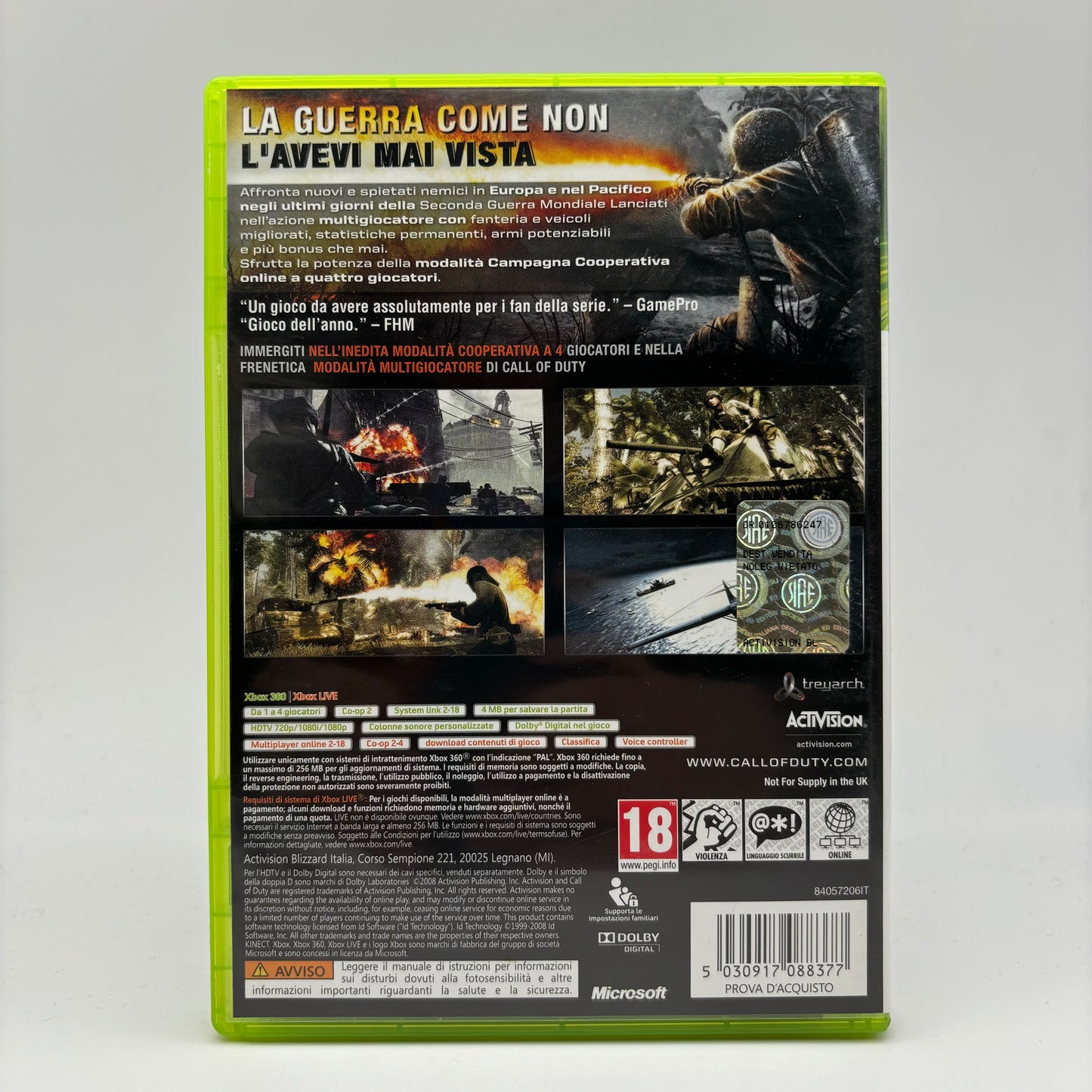 Call of Duty World at War Classics Xbox 360 Pal Ita (USATO)