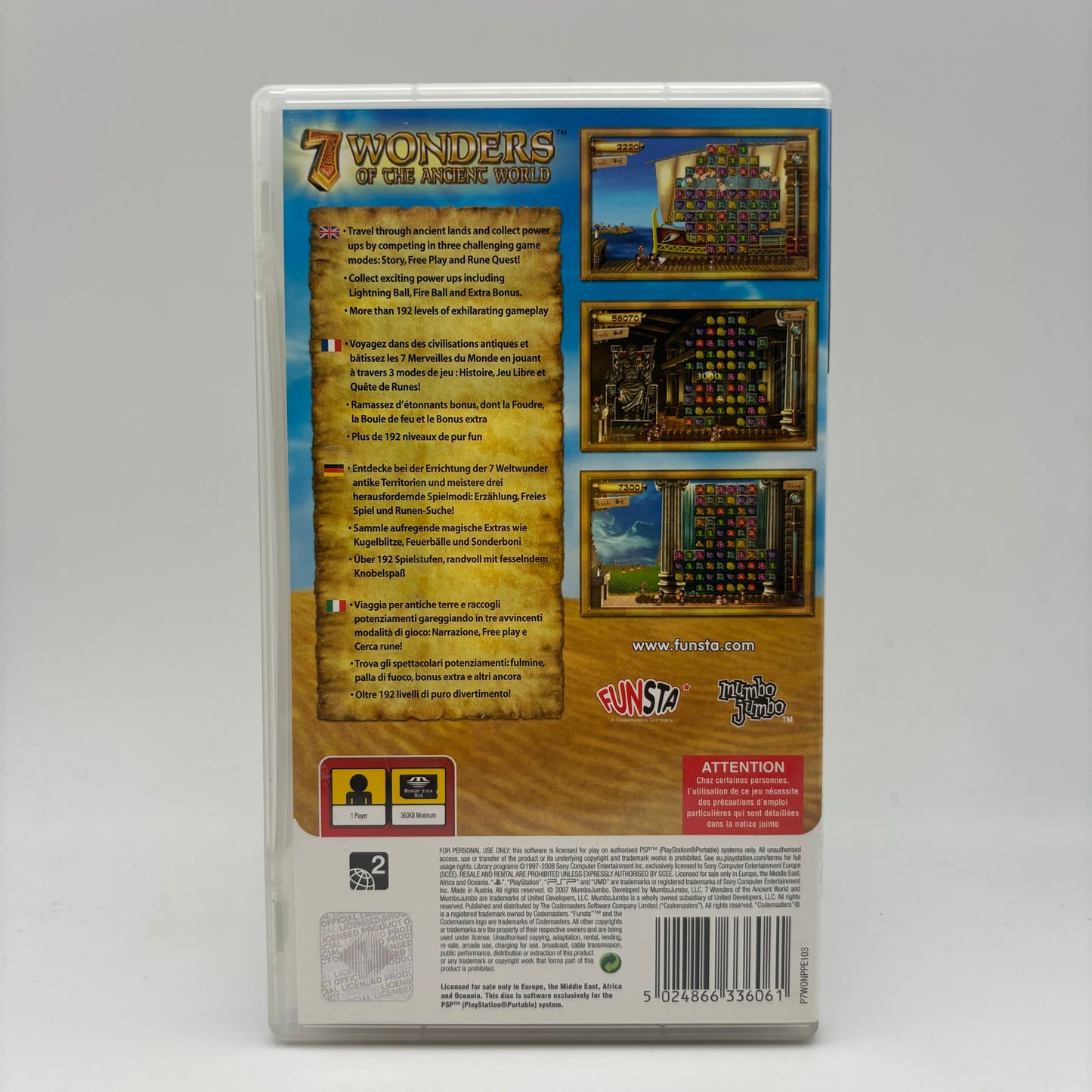 7 Wonders of the Ancient World Sony PSP PAL ITA (USATO)
