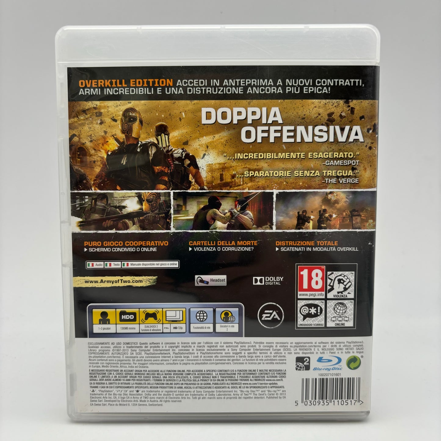 Army of Two the Devil’s Cartel Overkill Edition Ps3 Pal Ita (USATO)