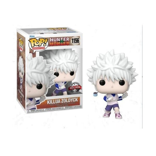 Confezione originale Funko con loghi Hunter X Hunter Killua Zoldyck colori bianco nero viola