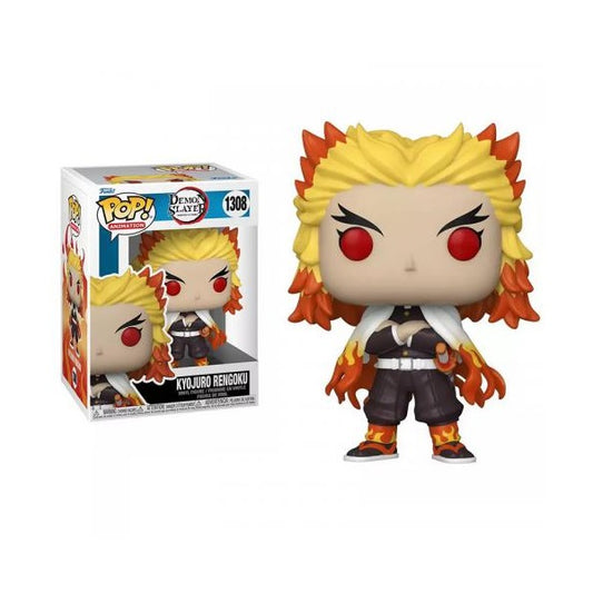 Confezione originale Funko con loghi Demon Slayer Kyojuro Rengoku colori bianco giallo arancione marrone