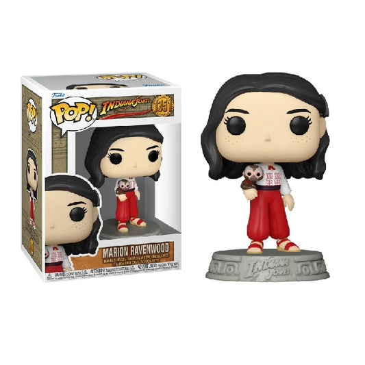 Confezione originale Funko con loghi Indiana Jones Marion Ravenwood colori nero rosso bianco