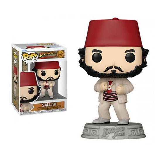 Confezione originale Funko con loghi Indiana Jones Sallah colori grigio nero rosso