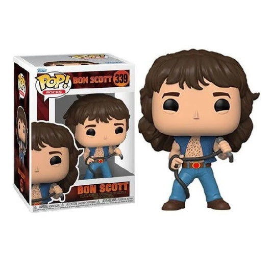 Confezione originale Funko con loghi Rocks Bon Scott colori blu marrone nero