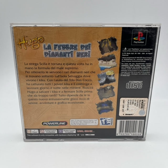 Hugo La Febbre Dei Diamanti Neri PS1 Playstation 1 PAL ITA (USATO)