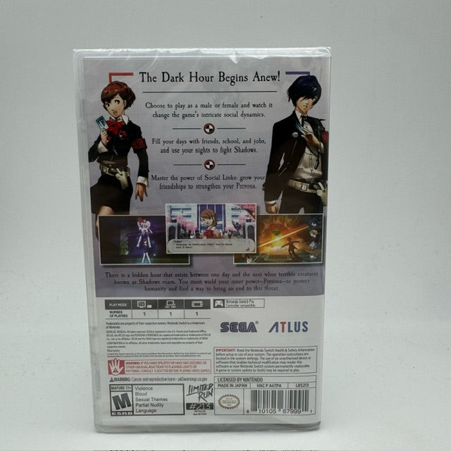 Persona 3 Portable LIMITED RUN Nintendo Switch NTSC-USA (NUOVO)