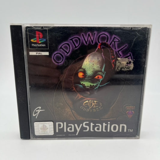 Oddworld: Abe's Oddysee PS1 Playstation 1 PAL ITA, abe in copertina, scritta viola
