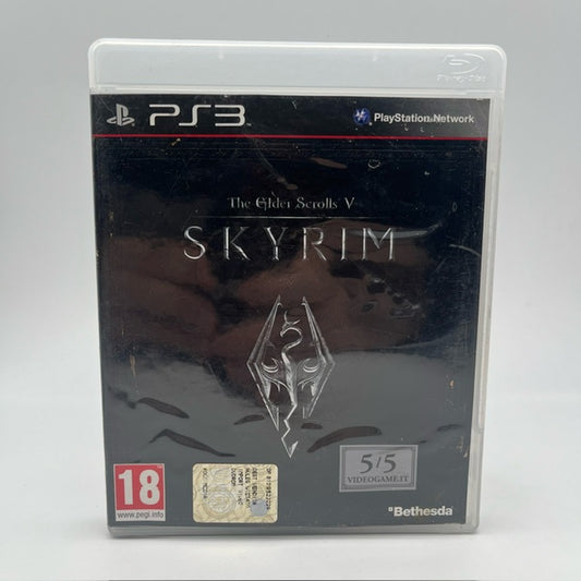 the elder scrolls v skyrim ps3 copertina nera con simbolo argento con effige drago