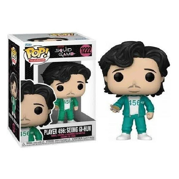 Confezione originale Funko con loghi Squid Game Player 456 Seong Gi-Hun colori bianco nero verde