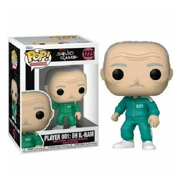 Confezione originale Funko con loghi Squid Game Oh Il-Nam colori bianco nero verde