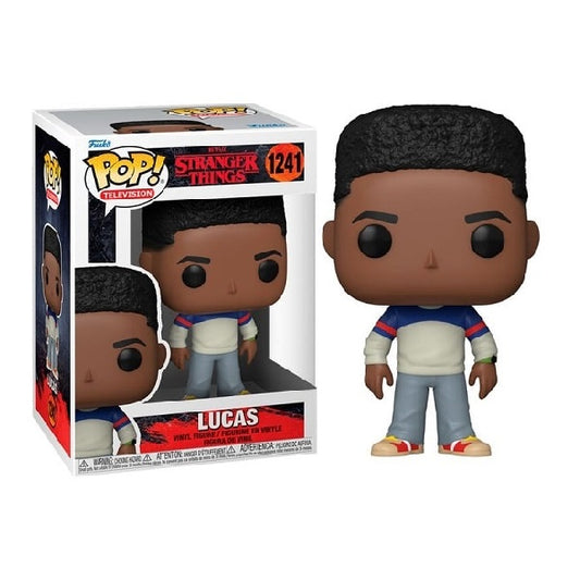 Confezione originale Funko con loghi Stranger Things Lucas colori nero bianco blu rosso