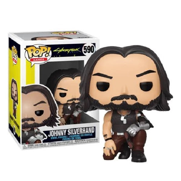 Confezione originale Funko con loghi Cyberpunk Johnny Silverhand colori nero marrone rosa