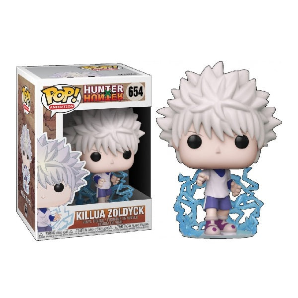 Confezione originale Funko con loghi Hunter X Hunter Killua Zoldyck colori bianco azzurro viola