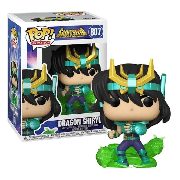 Confezione originale Funko con loghi Saint Seiya Dragon Shiryu colori blu verde nero