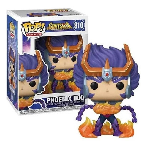 Confezione originale Funko con loghi Saint Seiya Phoenix Ikki colori blu arancione rosa