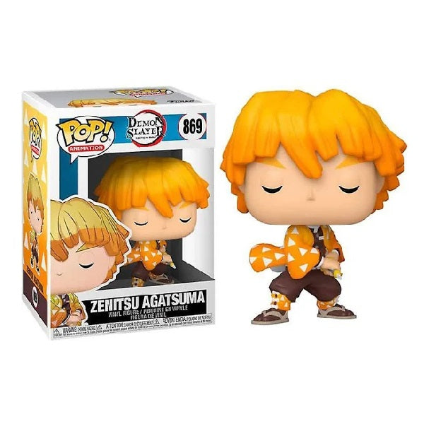 Confezione originale Funko con loghi Demon Slayer Zenitsu Agatsuma colori azzurro giallo bianco