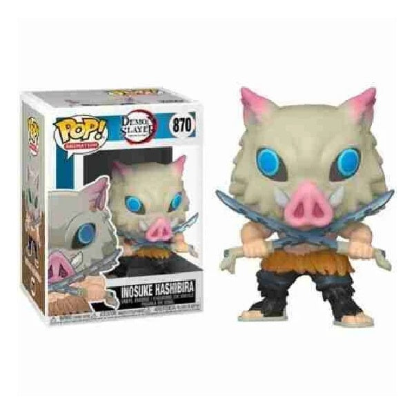 Confezione originale Funko con loghi Demon Slayer Inosuke Hashibira colori azzurro grigio rosa