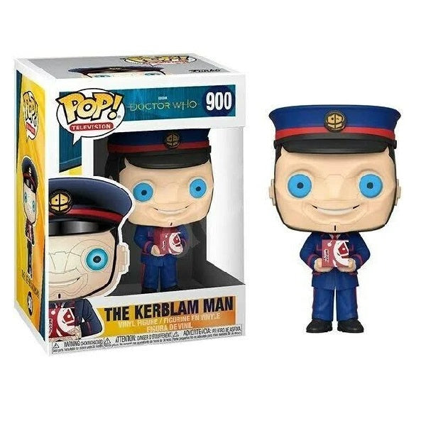 Confezione originale Funko con loghi Doctor Who The Kerblam Man colori blu nero rosso giallo