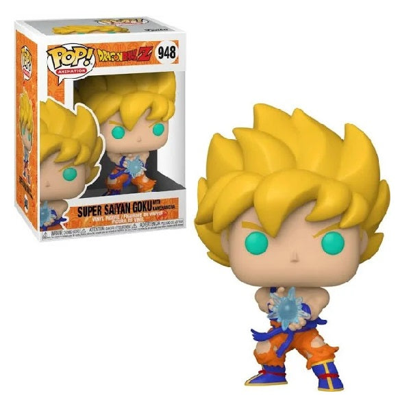 Confezione originale Funko con loghi Dragon Ball Z Super Sayan Goku colori arancione giallo blu