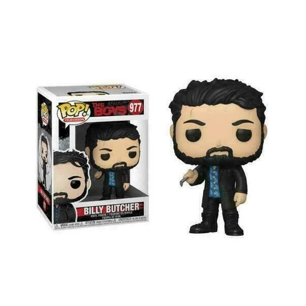 Confezione originale Funko con loghi The Boys Billy Butcher colori rosso nero blu