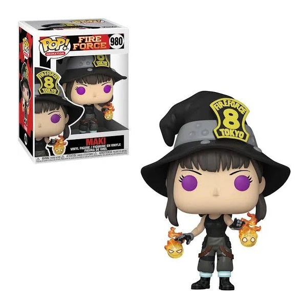 Confezione originale Funko con loghi Fire Force Maki colori rosso nero grigio