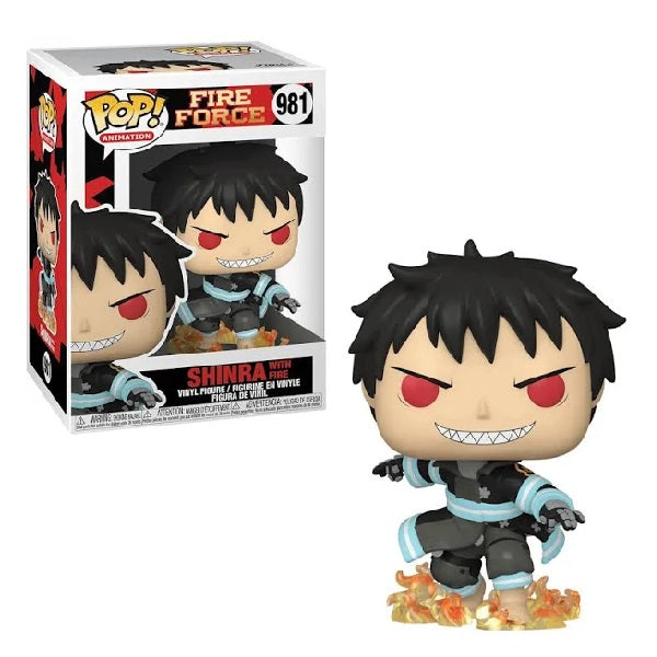 Confezione originale Funko con loghi Fire Force Shinra with fire colori azzurro rosso nero