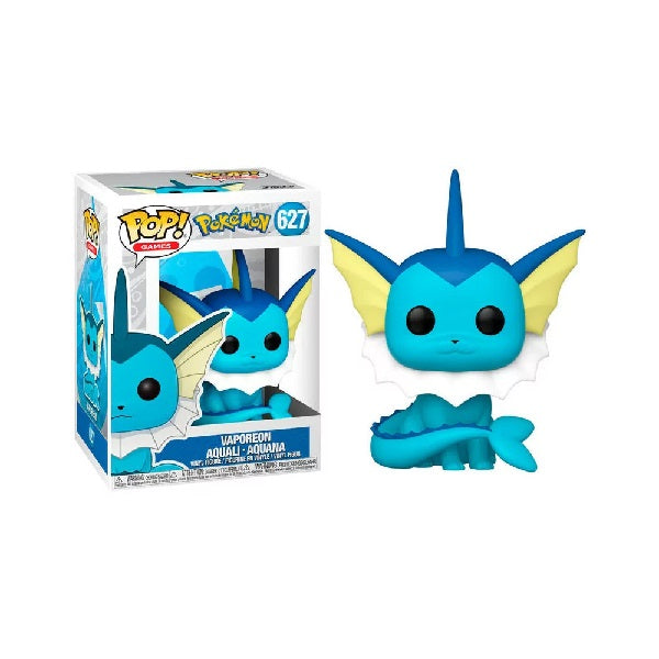 Confezione originale Funko con loghi Pokemon Vaporeon colori azzurro bianco blu