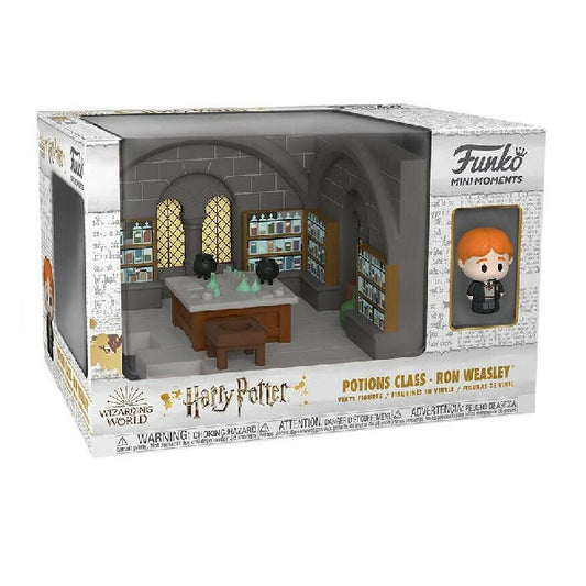 Confezione originale Funko con loghi mini moments Harry Potter Potion class Ron Weasley colori marrone grigio azzurro