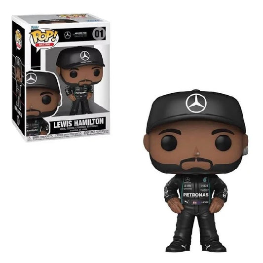 Confezione originale Funko con loghi Amg Pertronas Lewis Hamilton colori marrone nero bianco