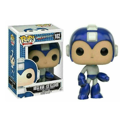 Confezione originale Funko con loghi Mega Man Ice Slasher colori blu grigio bianco nero