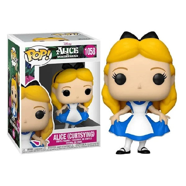 Confezione originale Funko con loghi Disney Alice In wonderland Alice (curtsying) colori giallo blu bianco nero