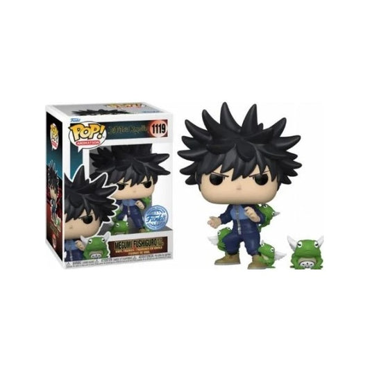 Confezione originale Funko con loghi Jujutsu Kaisen Megumi Fushiguro With Toads colori nero verde blu