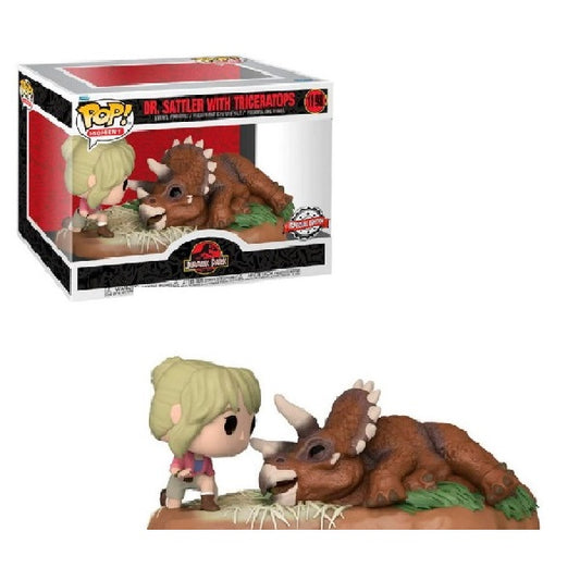 Confezione originale Funko con loghi Jurassic Park Dr.Sattler With Triceratops colori giallo marrone rosa