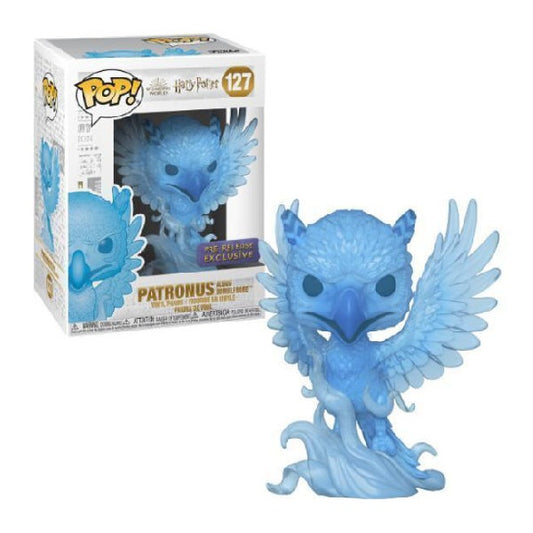 Confezione originale Funko con loghi Harry Potter Patronus Albus Dumbledore colori azzurro bianco oro