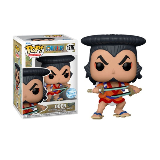 Confezione originale Funko con loghi One Piece Oden colori nero rosso arancione