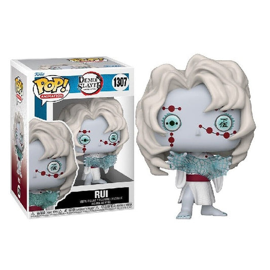 Confezione originale Funko con loghi Demon Slayer Rui colori bianco azzurro rosso