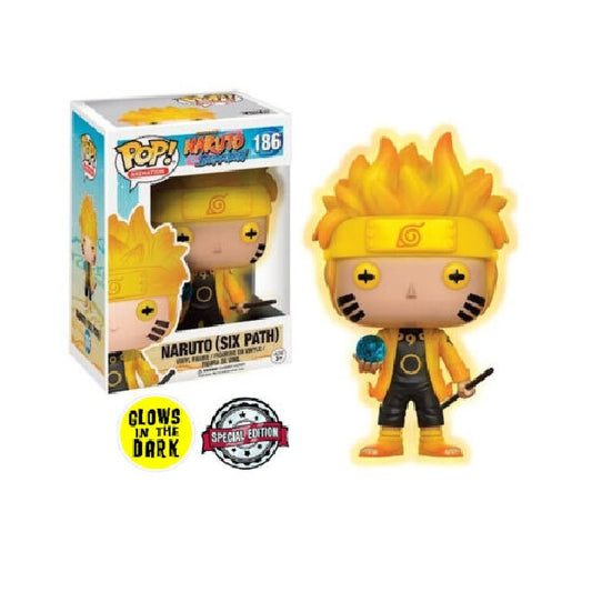 Confezione originale Funko con loghi Naruto Shippuden Naruto (Six Path) Glows In The Dark Special Edition colori giallo nero azzurro