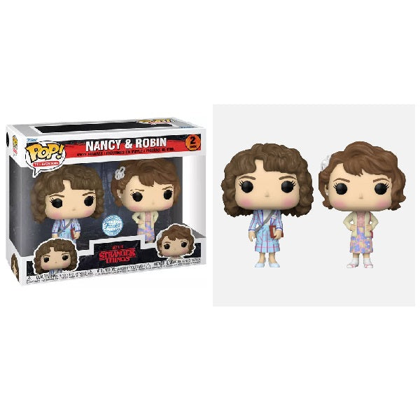 Confezione originale Funko con loghi 2 Pack Stranger Things Nancy & Robin colori marrone nero azzurro viola