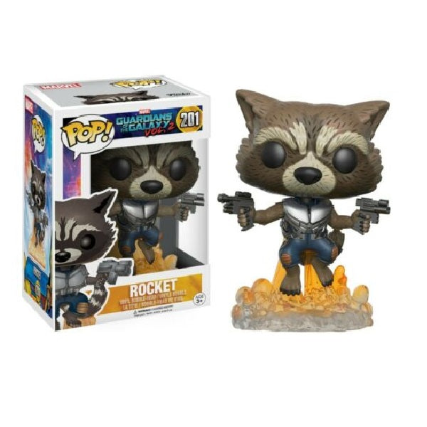 Confezione originale Funko con loghi Marvel Guardians Of The Galaxy Vol.2.Rocket colori marrone nero bianco blu