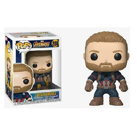 Confezione originale Funko con loghi Marvel Avengers Infinity War Captain America colori marrone blu rosso bianco