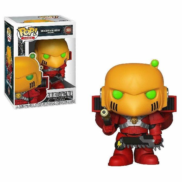 Confezione originale Funko con loghi Warhammer 40000 Blood Angels Assault Marine colori verde giallo rosso