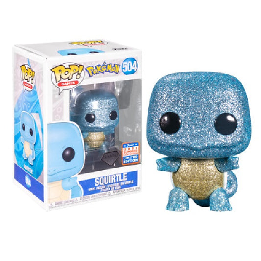Confezione originale Funko con loghi Pokemon Squrtle Diamond Edition 2021 Summer Convention Limited Edition colori azzurro oro nero glitter