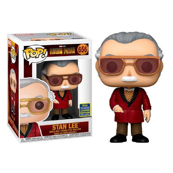 Confezione originale Funko con loghi Iron Man Stan Lee 2020 Summer Convention Exclusive colori grigio rosso nero