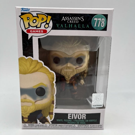 Confezione originale Funko con loghi Assassin's Creed Valhalla Eivor colori giallo grigio marrone