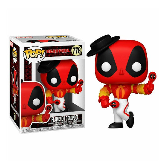 Confezione originale Funko con loghi Flamenco Deadpool colori bianco nero rosso