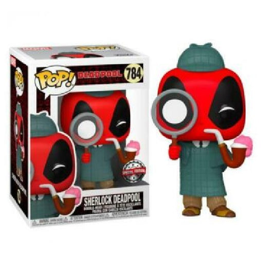 Confezione originale Funko con loghi Deadpool Sherlock deadpool colori rosso nero grigio