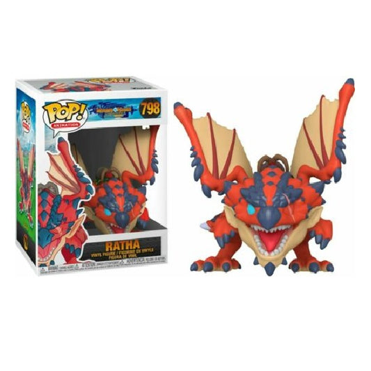 Confezione originale Funko con loghi Monster Hunter Stories Ratha colori rosso blu azzurro