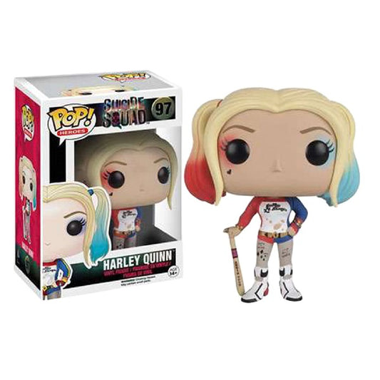 Confezione originale Funko con loghi Suicide Squad Harley Quinn colori giallo rosso azzurro