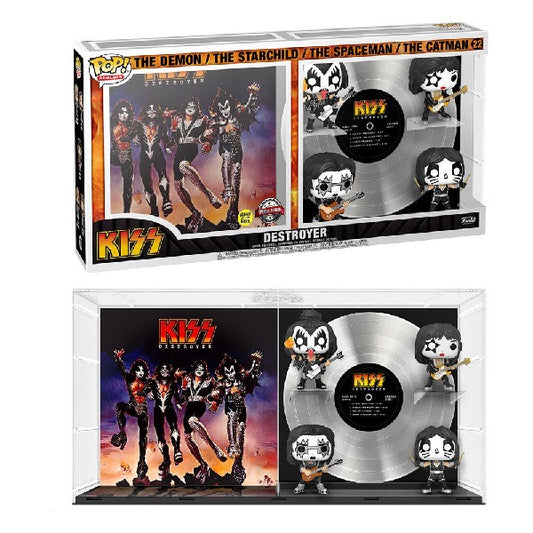 Confezione originale Funko con loghi Albums Kiss Destroyer The Demon The Starchild The Spaceman The Catman colori rosso nero bianco