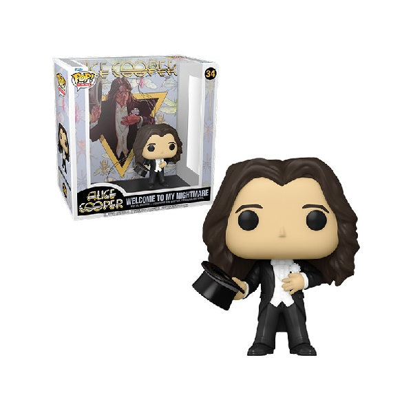 Confezione originale Funko con loghi Albums Alice Cooper Welcome To My Nightmare colori bianco nero marrone